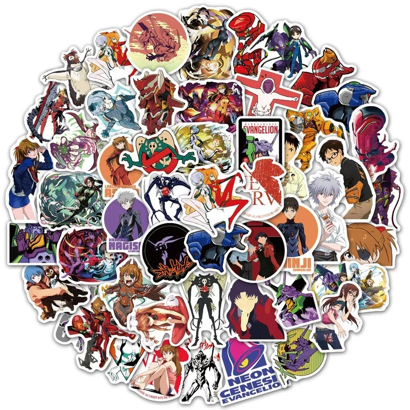 10/50PCS Cartoon Anime Evangelion Character Graffiti Waterproof Sticker Novelty Luggage Decoration Stickers Stationery Stickers