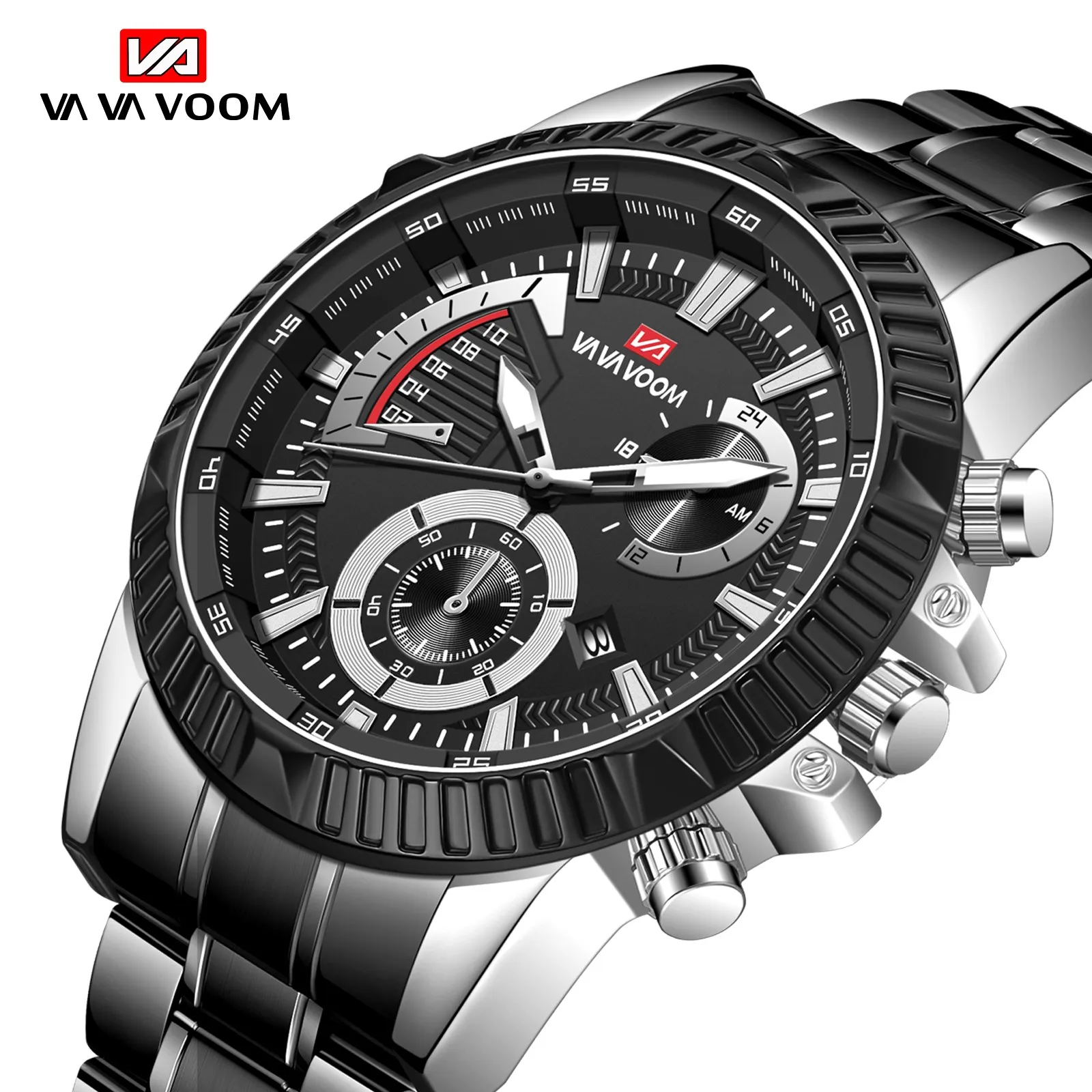 

Fashion Top Brand Mens Watches Business Calendar Stainless Steel Watch Waterproof Quartz Luxury WristWatch Clock reloj hombre