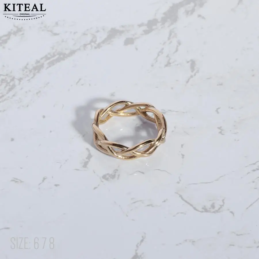 KITEAL-anel de cauda banhado a ouro para amiga feminina, anel de tecido oco, encantos flutuantes de opala, amor vintage, tamanho 6, 7, 8