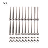 M2 x 20mm Long Hex Socket Knurled Cap Screws Bolts Nuts Set 20Pcs