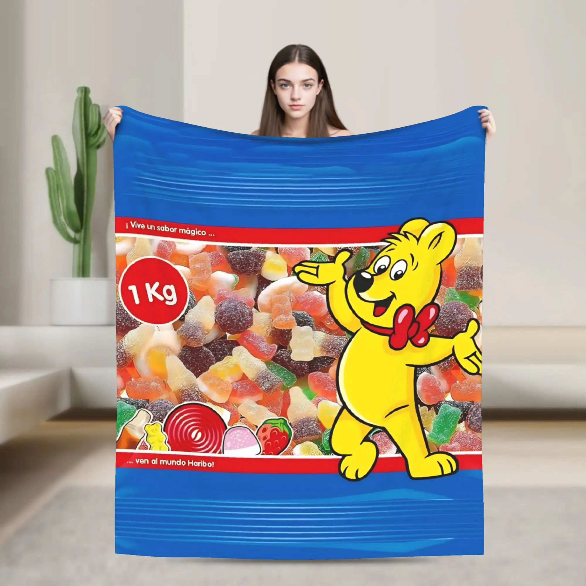 Haribo Candy Weiche warme Decke Camping Plüsch Bettwäsche Überwürfe Ästhetische Outdoor Flanell Tagesdecke Sofa Bettbezug