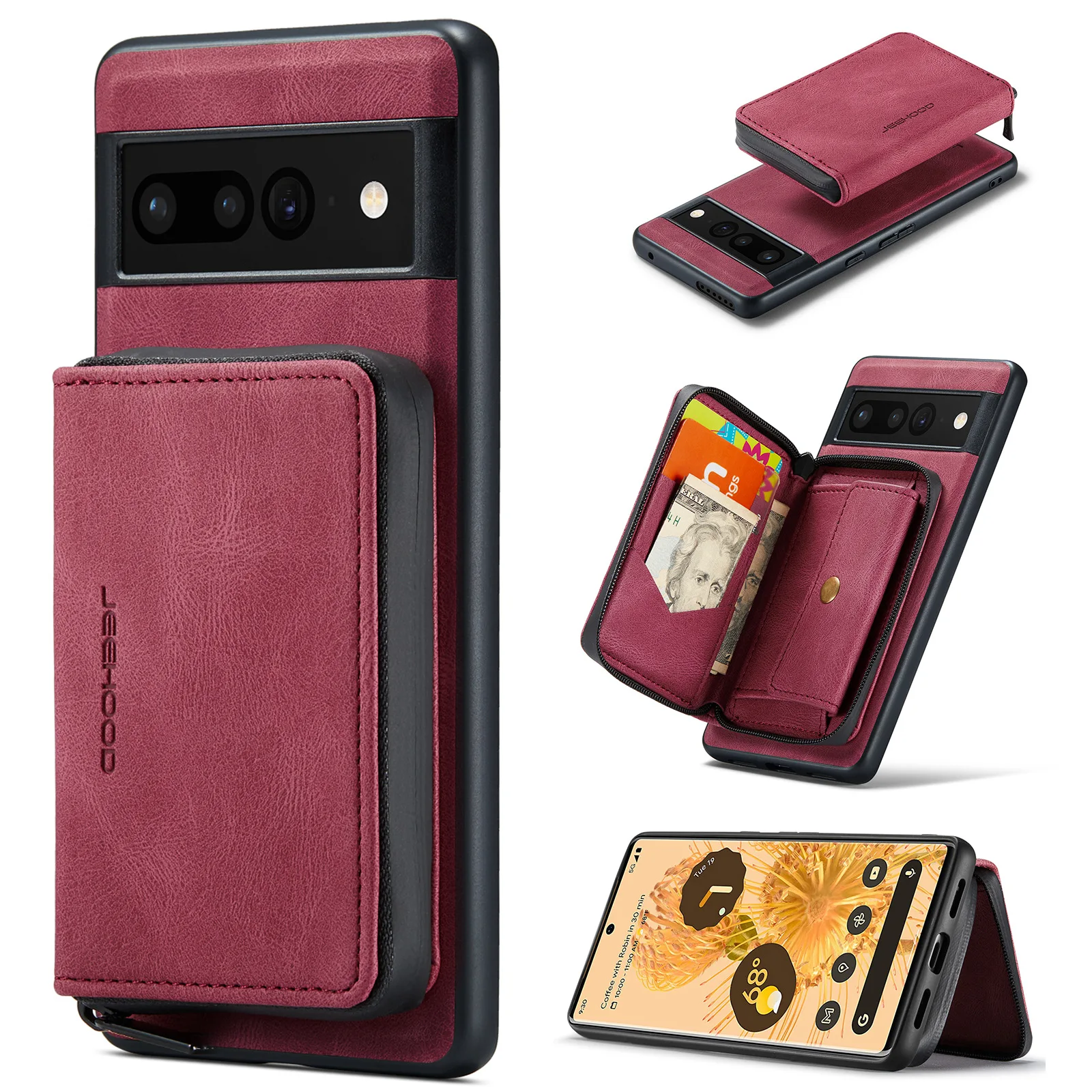 

Suitable for Google 9Pro zipper wallet, Pixel 6 magnetic phone case, Google 8A anti-drop protection cover, card slot 7A