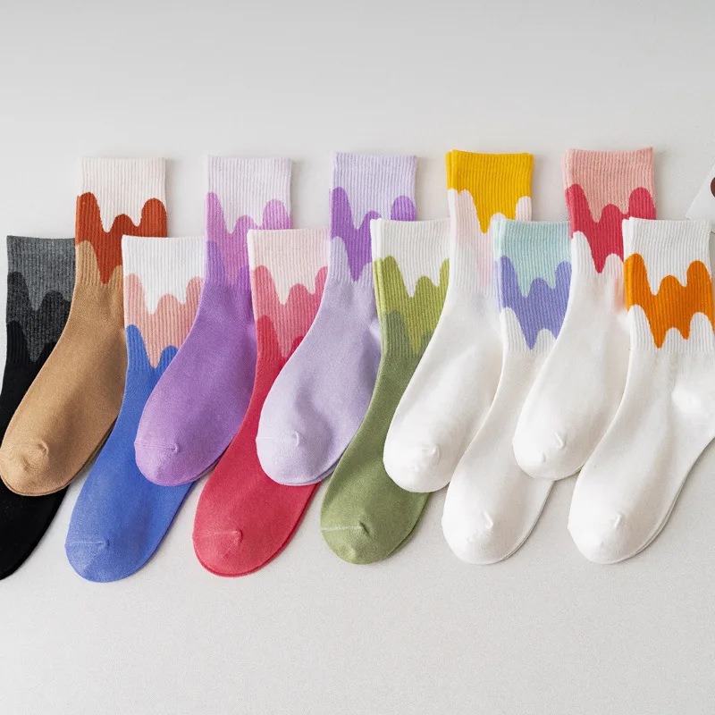 Chaussettes confortables et décontractées pour femmes, 11/22 paires, en dentelle, broderie tulipe, en coton, respirantes, mi-tube