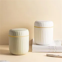 Light Luxury Mini Wastebasket Trash Can with Press Lid for Bathroom Vanity Makeup Table Inside Cabinet Cupboard Trash Bin