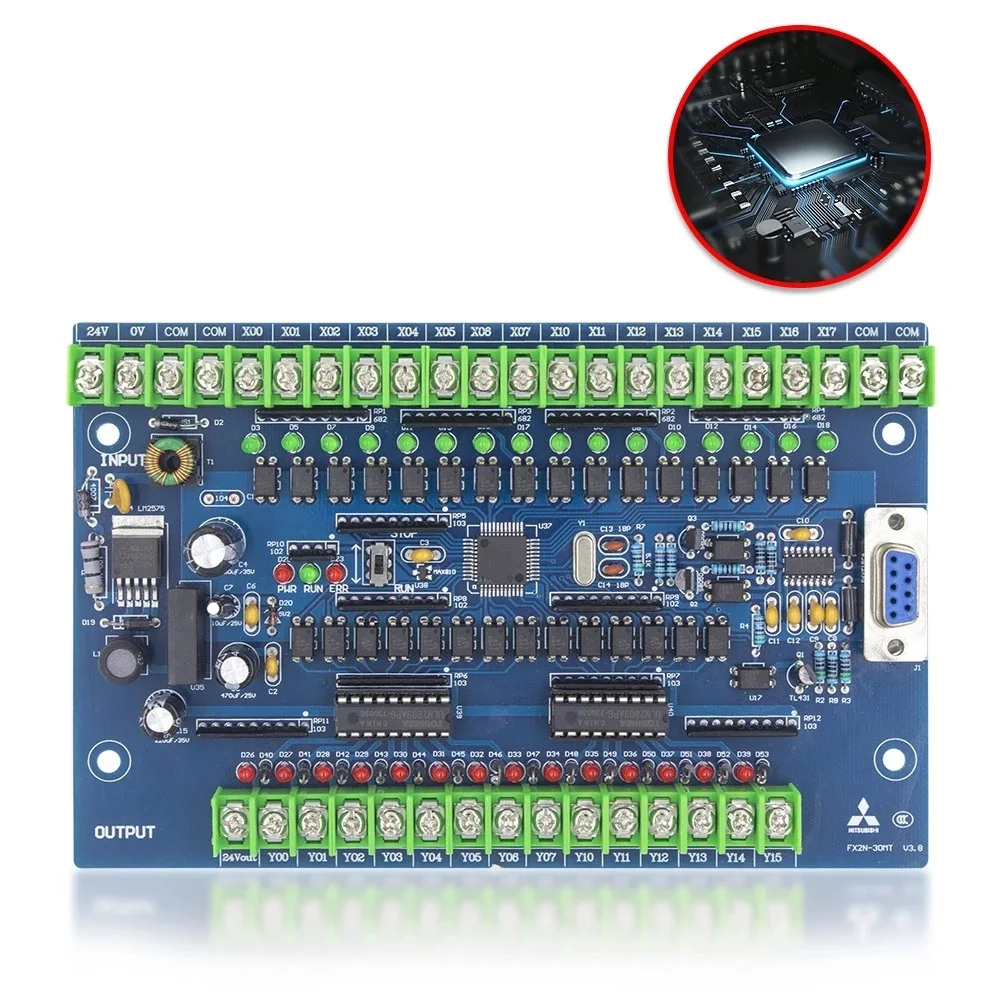 FX2N-30MR FX2N-30MT PLC Industrial Control Board 16 Input 14 Output 4AI RS232 RS485 MODBUS RTU Support Expansion Module