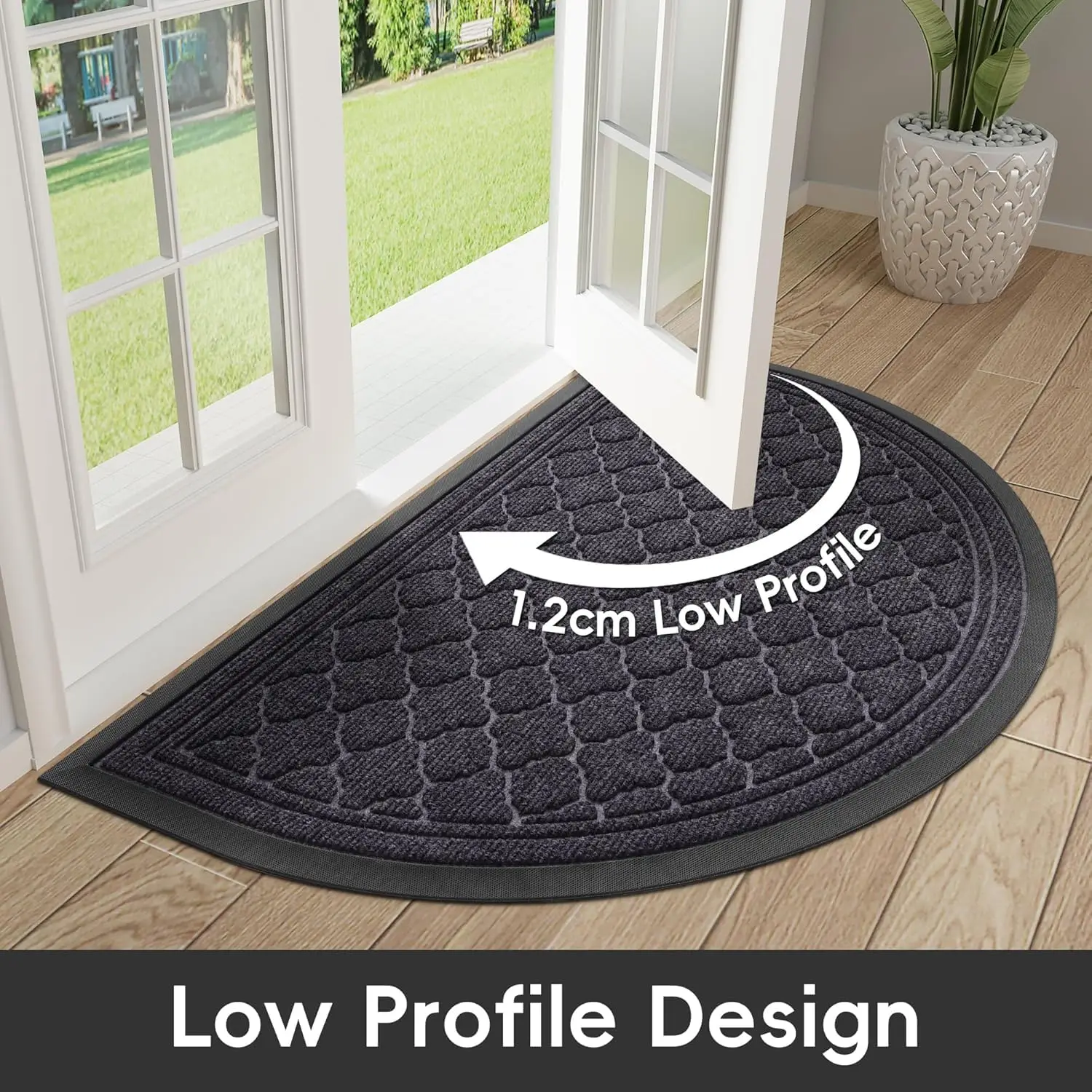 Olanly Half Moon Door Mats Indoor Non Slip Rubber Door Mats Dirt Trapper Absorbent Doormat Outdoor Washable Heavy Duty Floor Mat