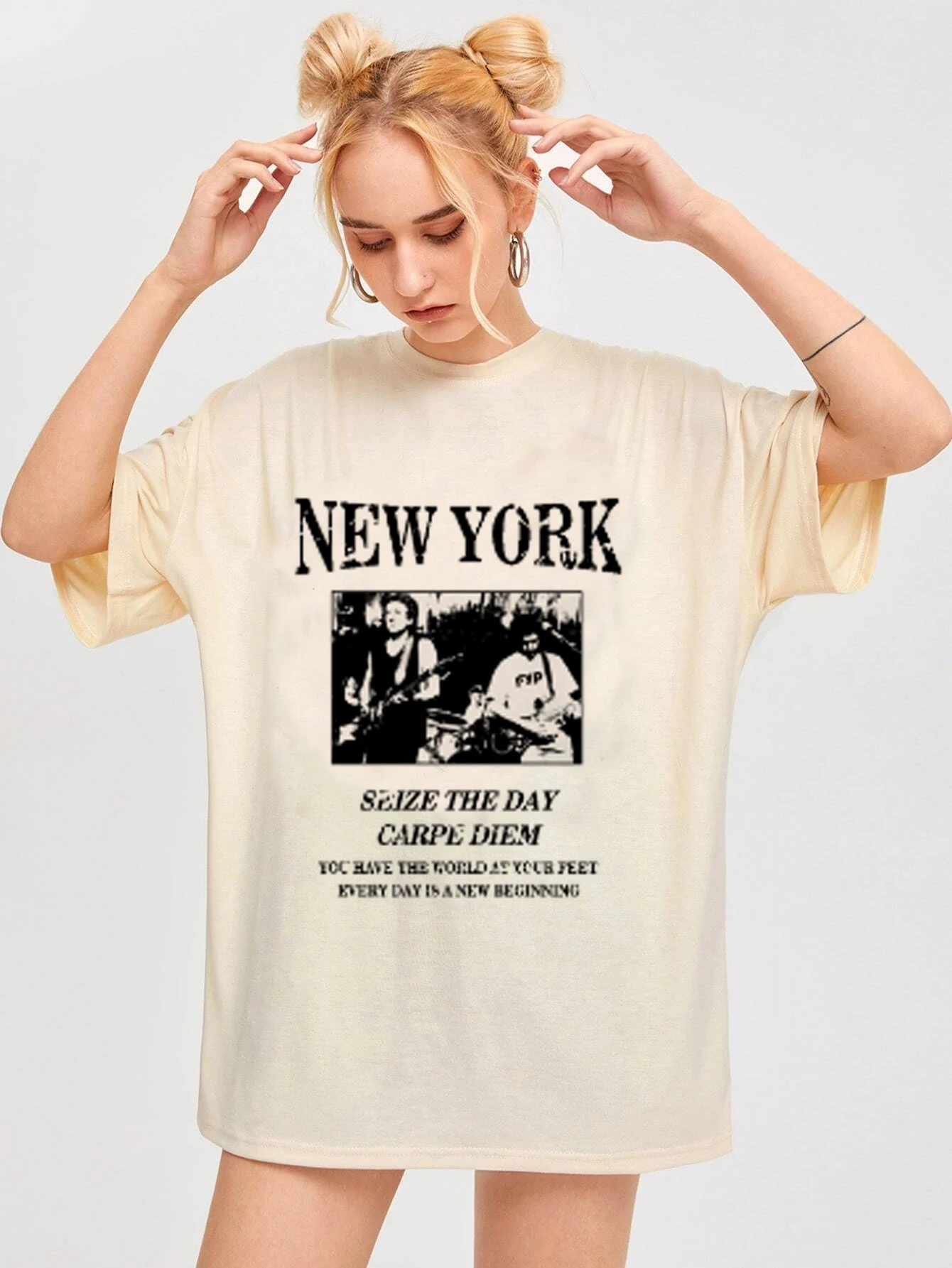 New York Painting T-Shirt Women Summer Casual Oversized Vacation Beach T Shirt Cute Aesthetic Holiday Tops