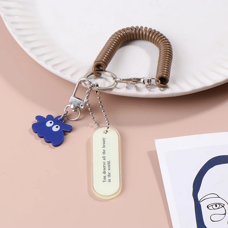 Cute Keychain Anti-Loss Spring Rope Pendant Bag Decoration Accessories Hanging Charms