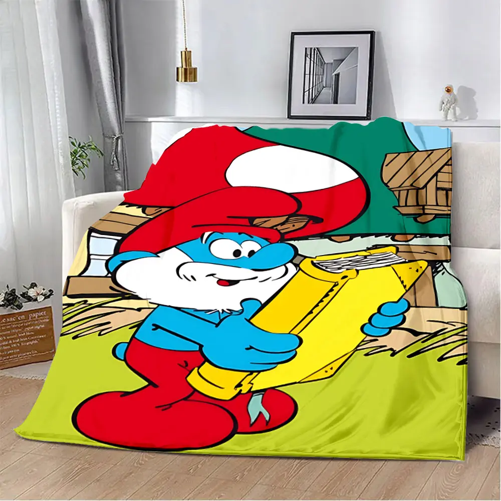 bonito dos Smurfs Printed Blanket Picnic Blankets Warm Blanket Soft and Comfortable Blanket Home Travel Birthday Gift