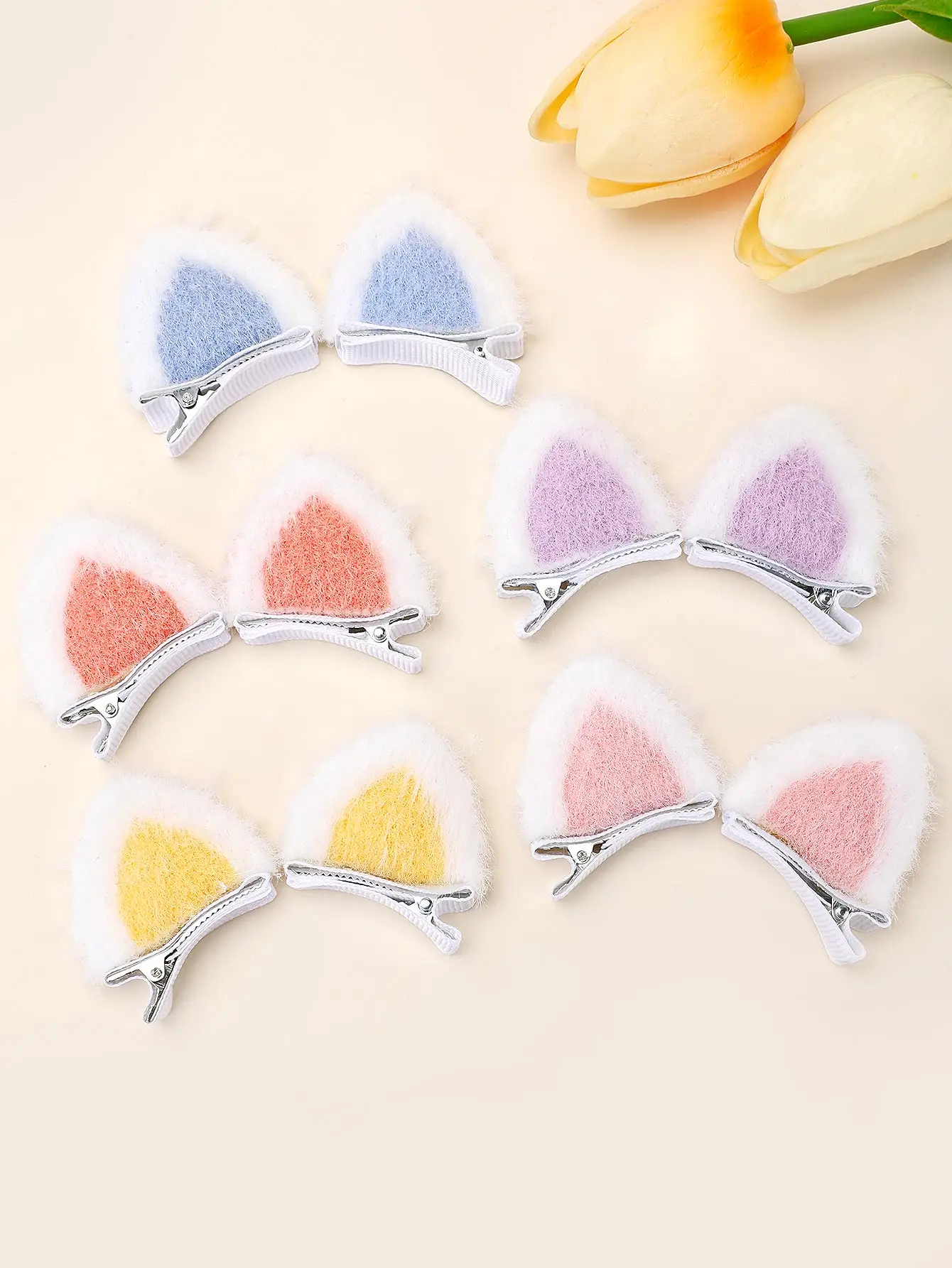 10pcs Furry Cat Ear Hair Clips for Girls Toddler Girls Headwear Wearing Party Decoration Kids Baby Hair Accessories