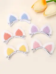 10pcs Furry Cat Ear Hair Clips for Girls Toddler Girls Headwear Wearing Party Decoration Kids Baby Hair Accessories