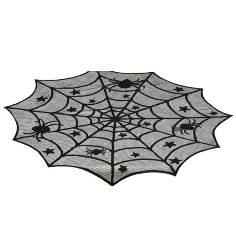 Modern Home Decors Round Tablecloth Spiderweb Tabletop Detailing in Polyester