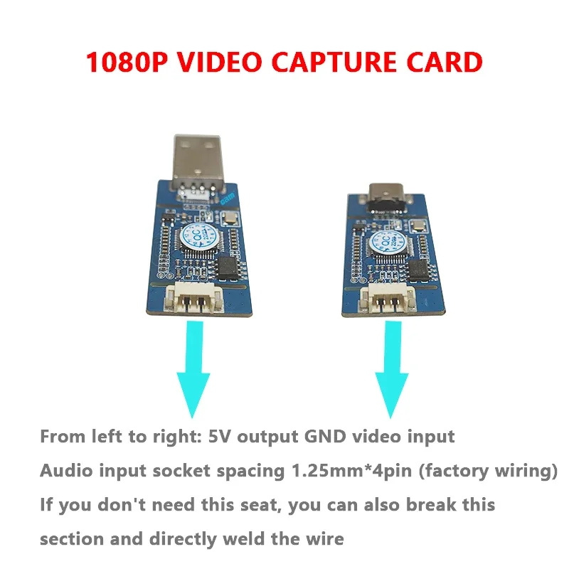 Tarjeta de captura de vídeo 1080P CVBS a USB, captura de señal AV/CVBS/S-VIDEO a placa de salida USB Digital/TYPE-C, SIN controlador