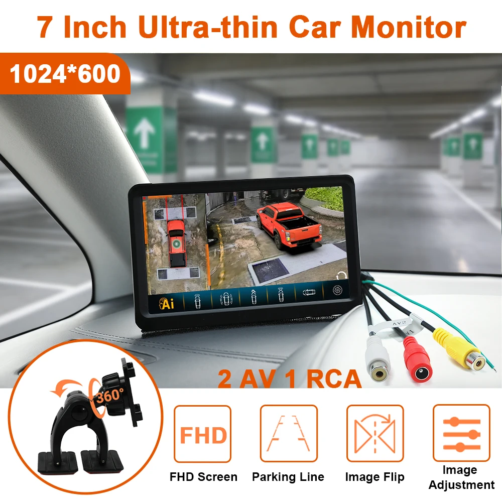 Carsanbo 6CH 3D AI 360 Bird View Panorama System Car 1080P WDR Surround View Camera GPS Speed Trigger Buzzer with 7