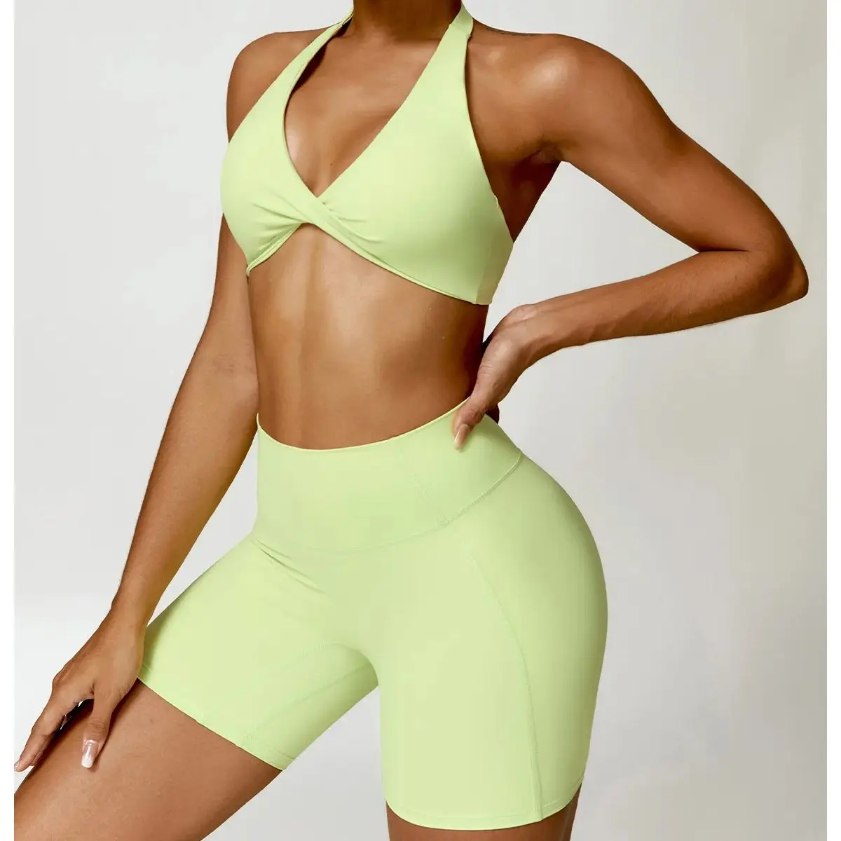 

2-х предметный однотонный женский комплект для йоги, спортивная одежда, женский спортивный бюстгальтер, топ для тренировок, одежда для йоги, спортивные шорты, леггинсы, спортивная одежда для спортзала