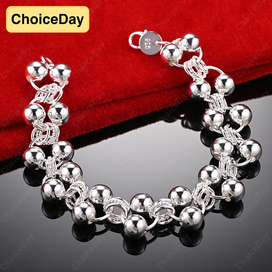 

ChoiceDay 8 Inch 925 Sterling Silver 20cm Delicate Smooth Beaded Bracelet Women Gift Jewelry Wedding Accessories