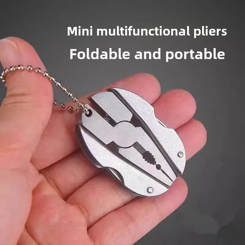 Outdoor Stainless Steel Multi-function Folding Pliers, Self-rescue Emergency Portable Mini Keychain Mini Pliers
