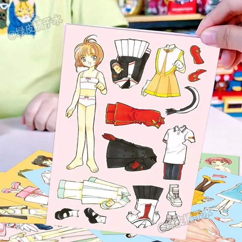 Cartão captor sakura outfit adesivos kinomoto sakura tomoyo daidoji anime periférico bonito dos desenhos animados criatividade diy adesivo presentes