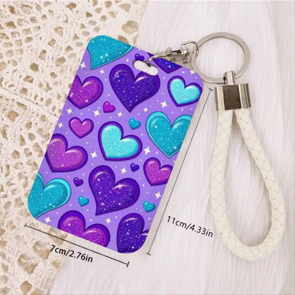 Glitter Heart ID Card Holder Plastic Card Case Front Back Protection For Doctor Nurse Student Bank Credit Card