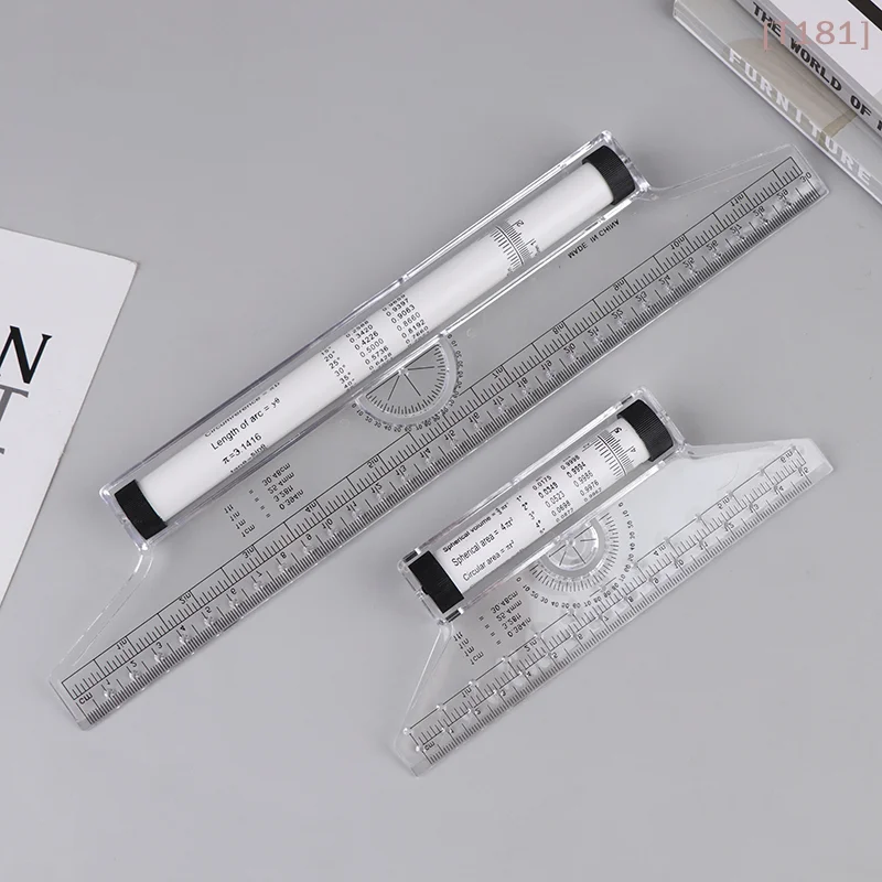 [E] Angles Line Ruler 15cm 30cm Multi-Function Drawing Tool Metric Rolling Ruler Clear Parallel Rolling Ruler