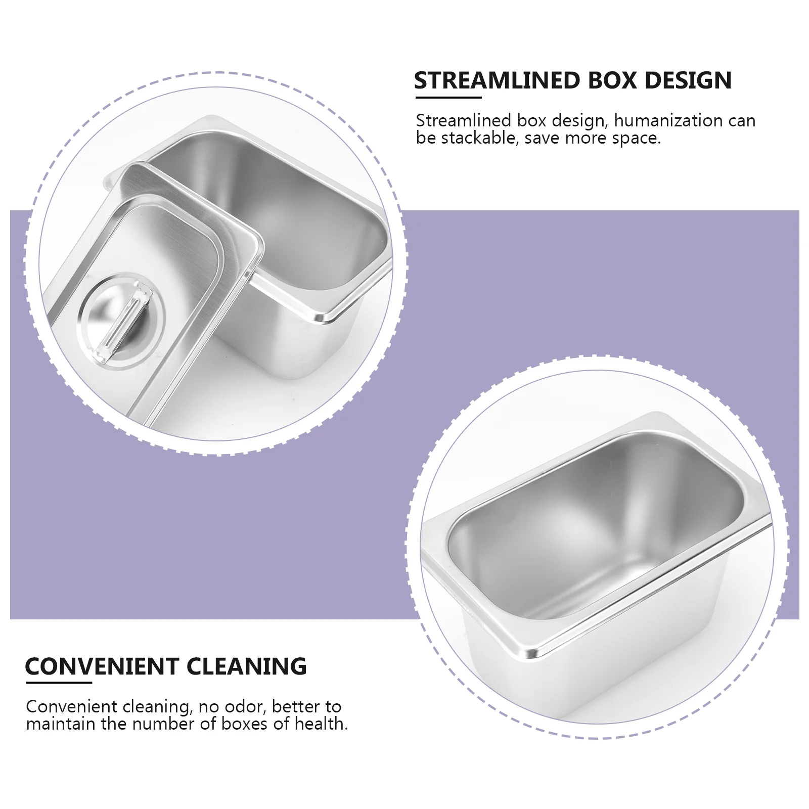 

1 set 1 Set Stainless Steel Food Basin Thickened Silver Square Storage Container With Lid For Kitchen Restaurant Fast Food Store