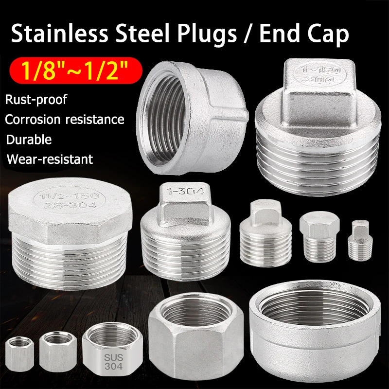 

1/8" 1/4"3/8" 1/2" 304 Stainless Steel Plugs/End Cap Male/Female Countersunk Hex Flatt head Round Head Cold Heading Casting Type