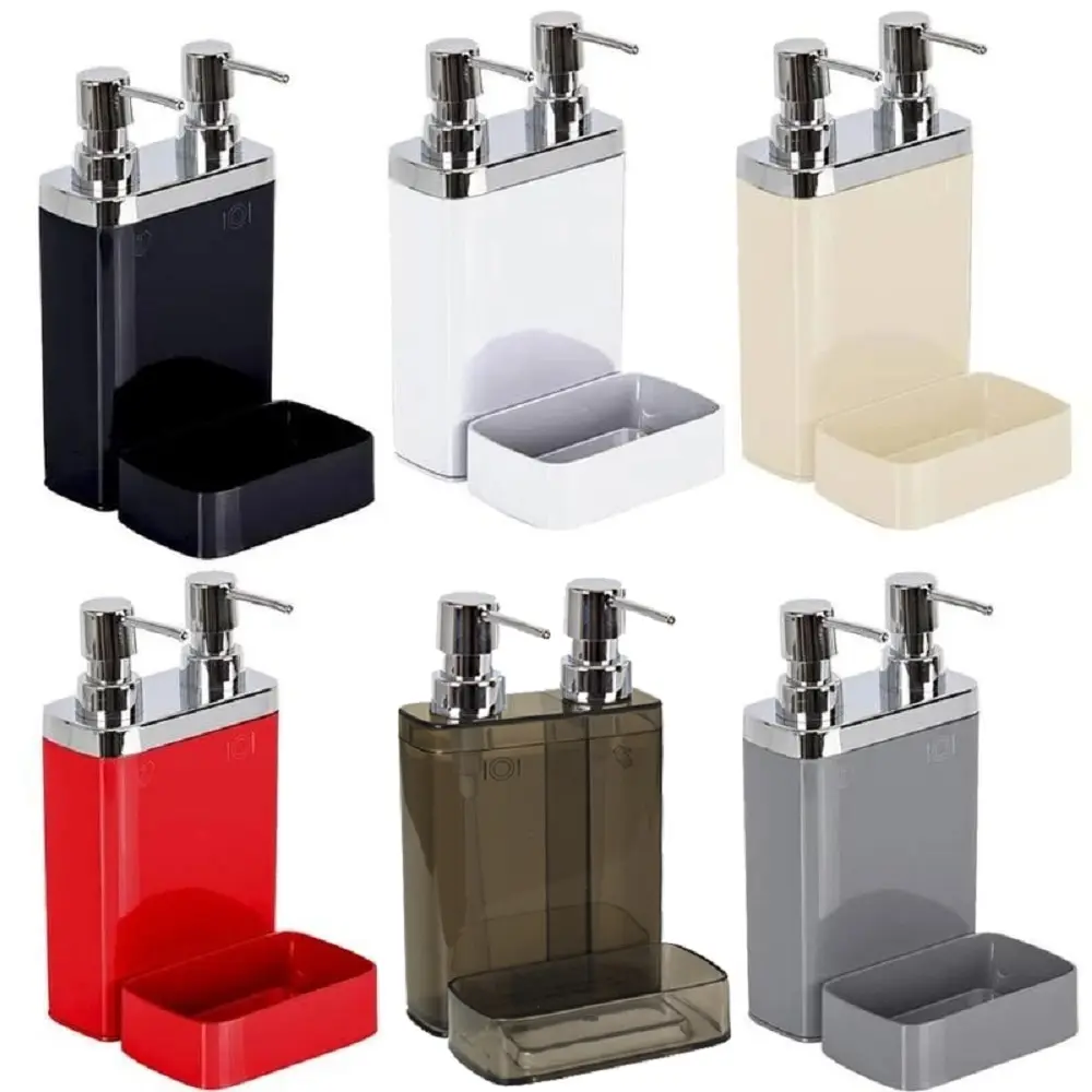 Double Liquid Soap Dispenser 750 ML Dish Sponge Holder Kitchen Accessories 7 Colors Washing Refillable Bottles Decorative Bathro