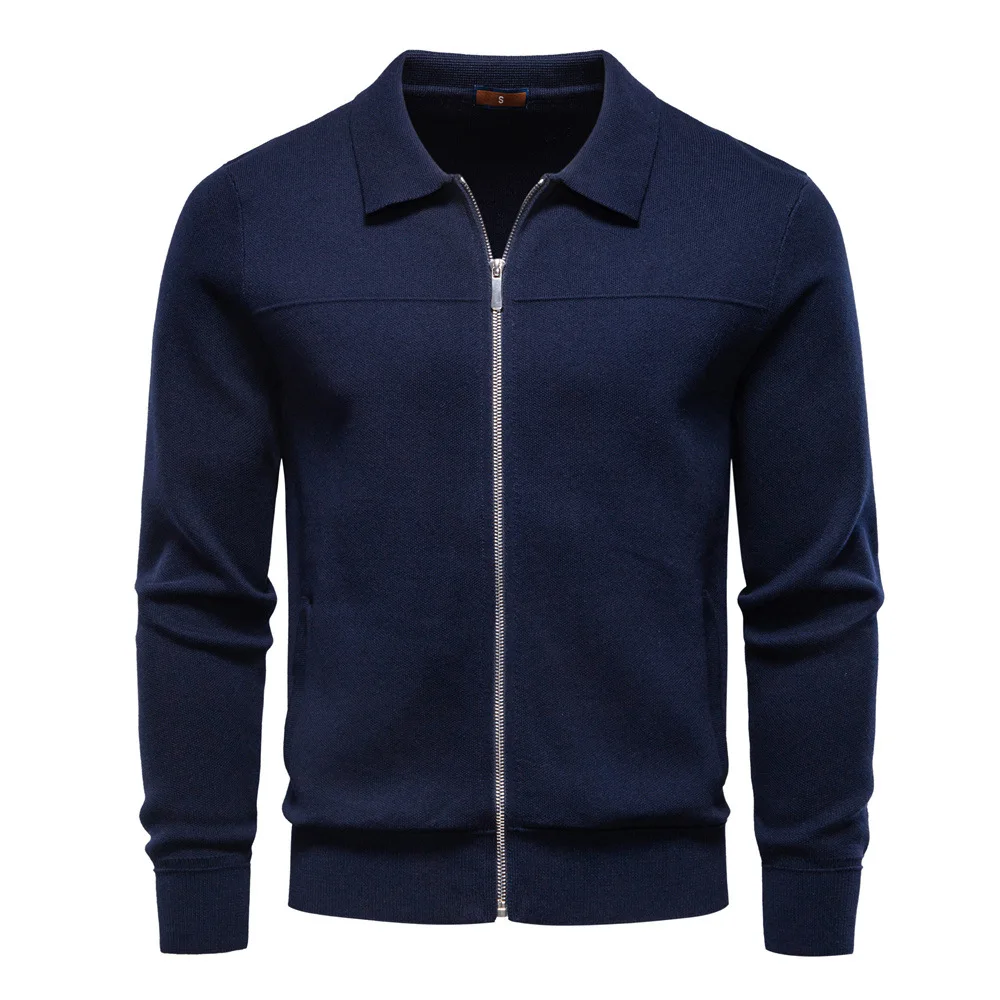Men's European Size Zipper Business Casual Jacket Sweater Cardigan for Autumn Winter 2025
