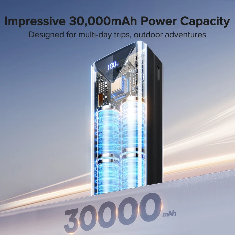 QOOVI 30000mah 보조베터리 22.5W 고속 충전 내장 케이블 iPhone 용 외... - 3