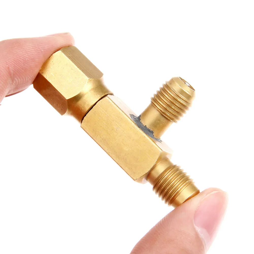 T Type Adapter 1/4inch Female SAE External Thread Tee Adapter SAE Flare Add Gauge Deep Vacuum Pump/Manifold Set Connector