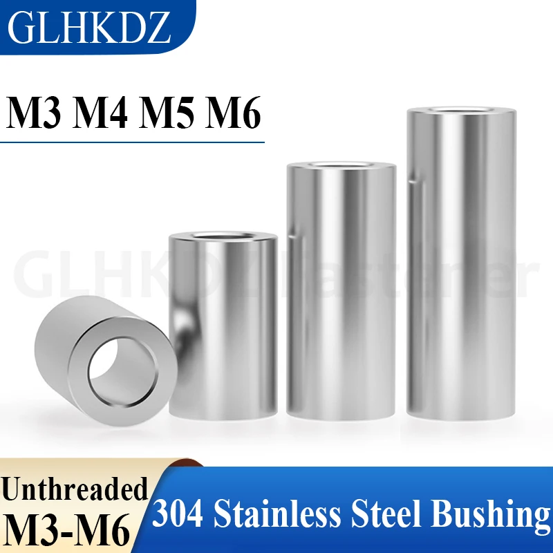 M3 M4 M5 M6 304 Stainless Steel Bushing Washer Gasket Unthreaded Round Hollow Standoff Spacer Sleeve Length 2-40mm