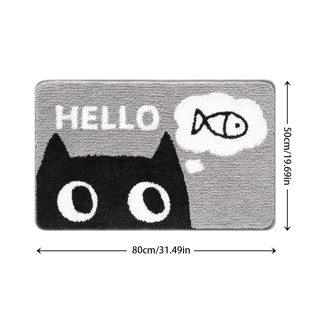 50*80cm Bath Mat Modern Cute Cat Flower Bathroom Rug Absorbent Slip-resistant Quick Dry Entrance Door Carpet  Home Foot Mats