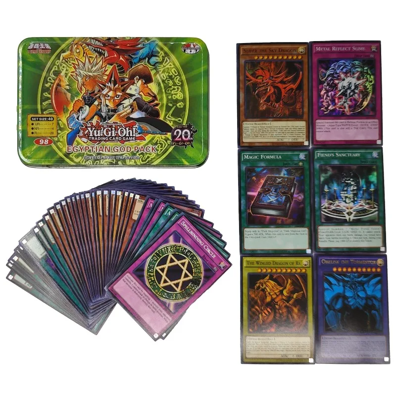 Yu gi oh-ブリキの箱が付いたゲームカード,英語のTCGホログラフィック,金色の白いドラゴン,TCGが付いたデッキ