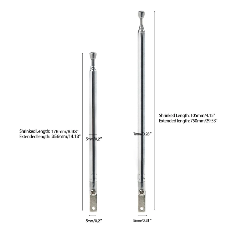Ersatz-Radio-TV-Antenne, Antennenempfänger, Teleskop-Antenne, 5/7 Abschnitte, universell für Radio-TV-Geräte