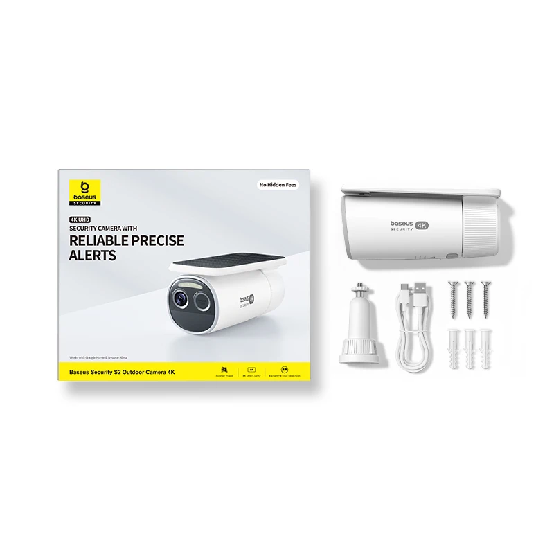 Baseus sécurité S2 caméra extérieure 4K clarté solaire sans fil Wifi caméra Smart Face ID IP67 étanc