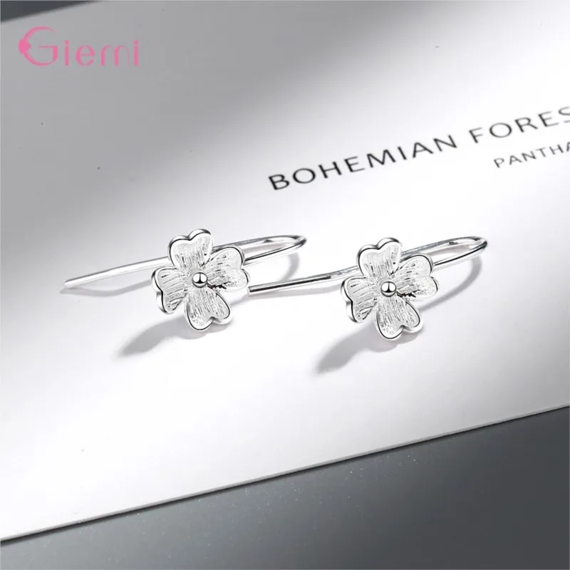 

925 Sterling Silver Simple Cute Pretty Plum Blossom Flower Design Hook Earrings For Women Wife Nice Anniversary Gift Hot Sale
