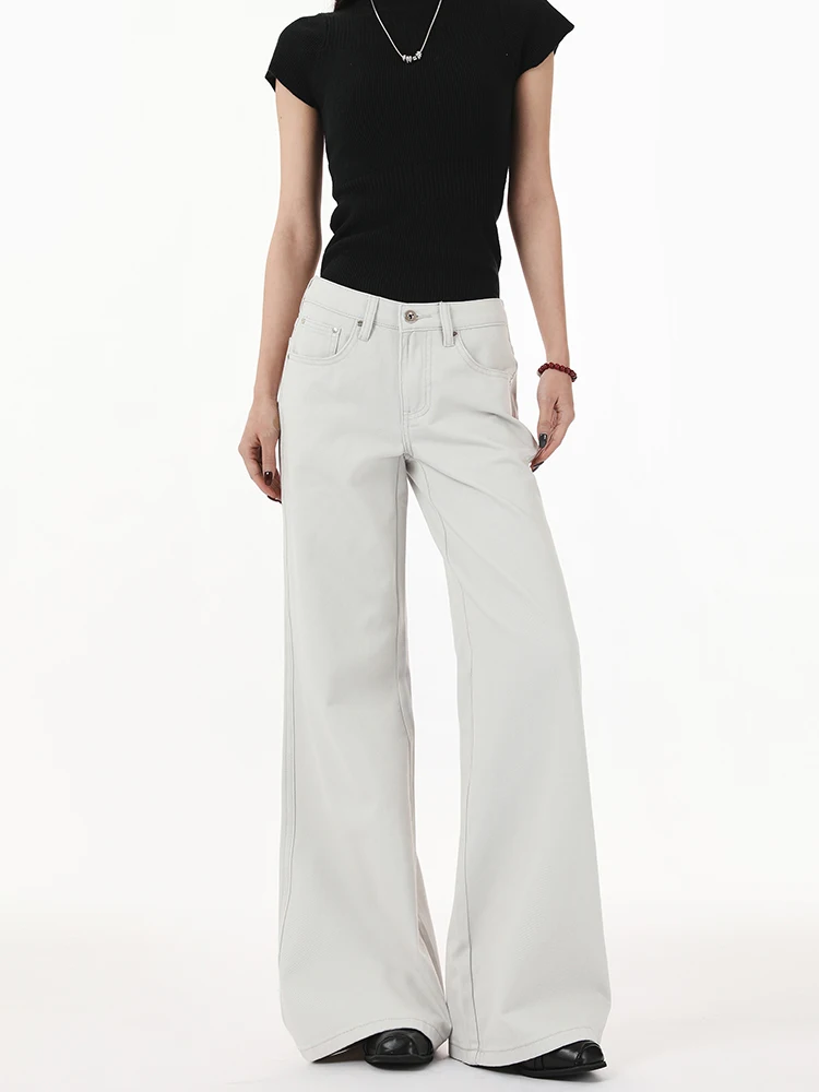 

American Sle Light ey Low Waist Wide Leg Jeans Women Summer Loose Slimming Drapey Straight Tube Pants Casual Wear
