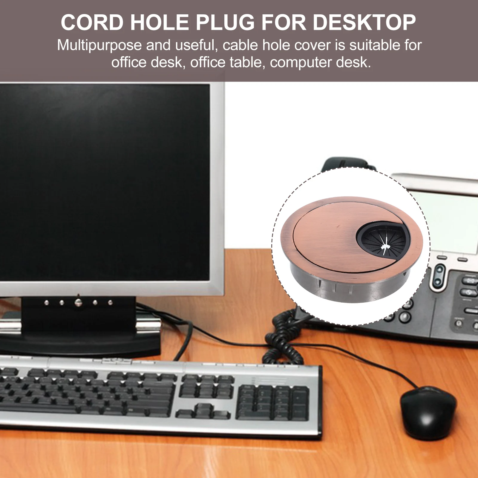

Computer Desk Threading Box Round Cable Plug Cord Hole Cover Wire Hole Plug Desk Grommet Multifunctional Easy Installation