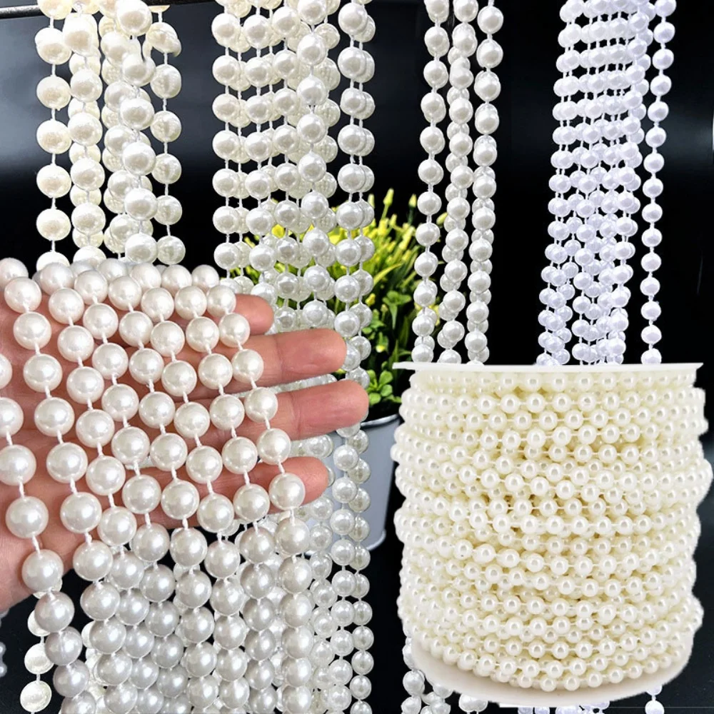 5Meters/pack Pearl Bead String Imitation Pearls Chain Craft Ivory Faux Pearl Beads 3/4/5/6/8mm Fishing Line Pearl Garland Decor