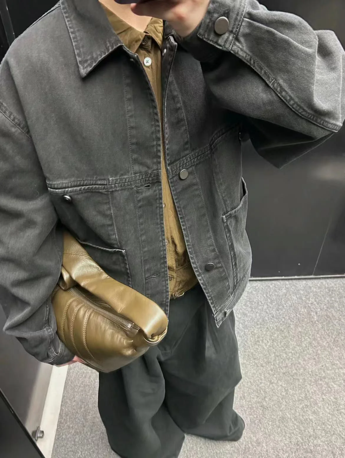 

Waed Vintage Denim Jaet Youth ular Loose Fit Organic Cotton Long Sve Outerwear Durable Classic Blue Workwear Jaet