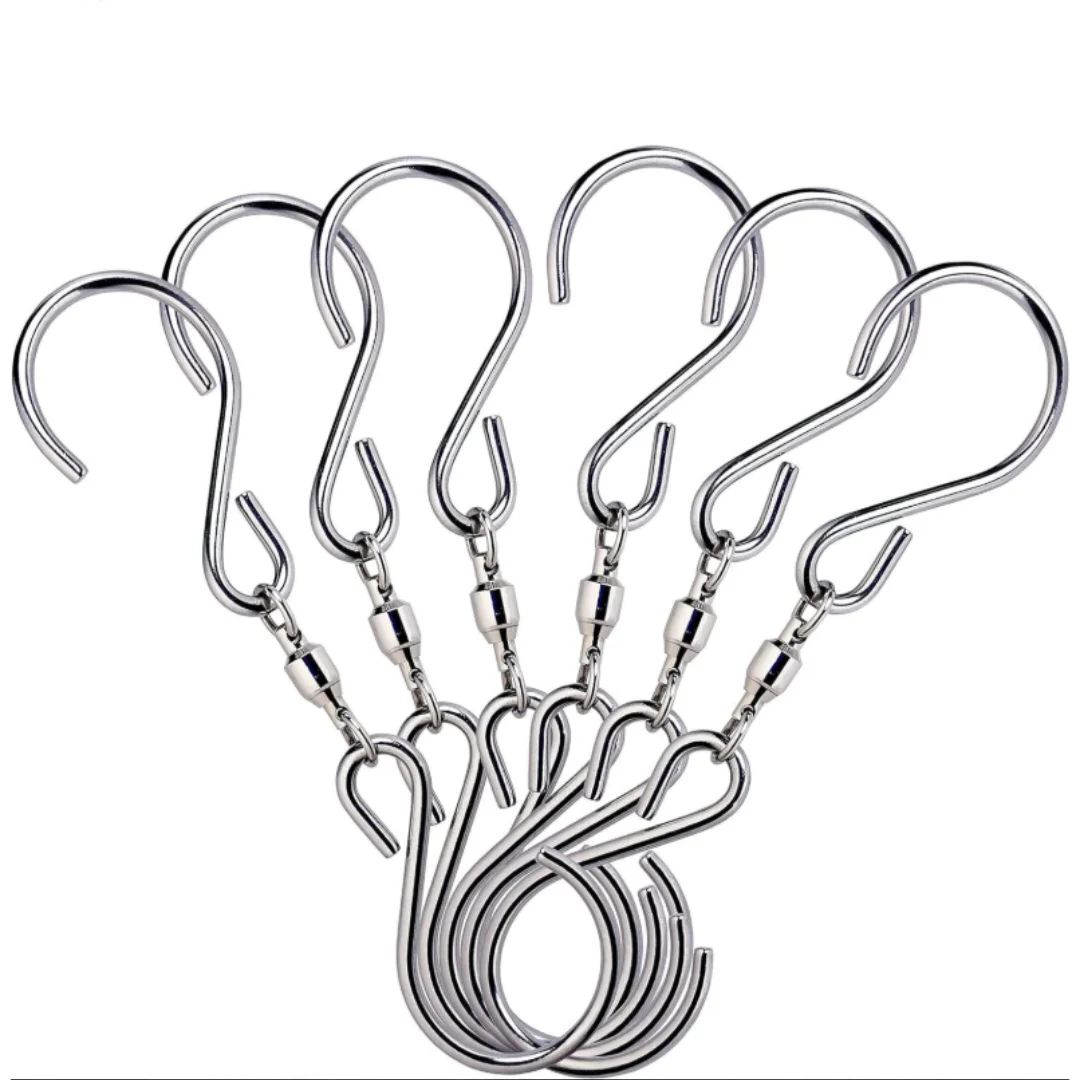 

6 шт., поворотные крючки на 360 градусов, зажим 110 мм для подвешивания ветряных блешень, колокольчики, цветочные горшки, растения, кормушки для птиц, хрустальные твистеры