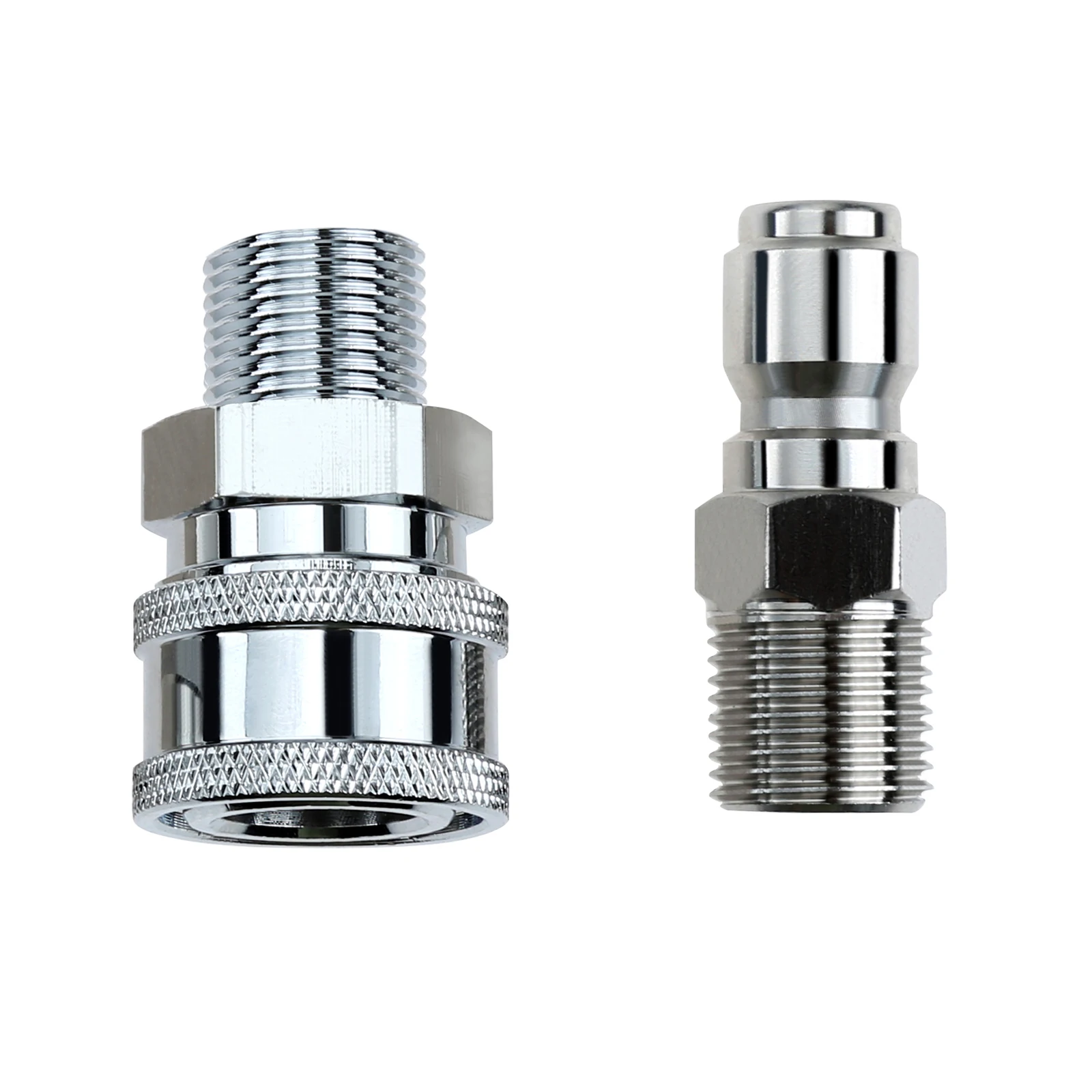 1set 3/8Inch Stainless Steel Plug & Socket NPT Quick Connector External Thread Kit High Pressure Washer Adapters Garden Fittings