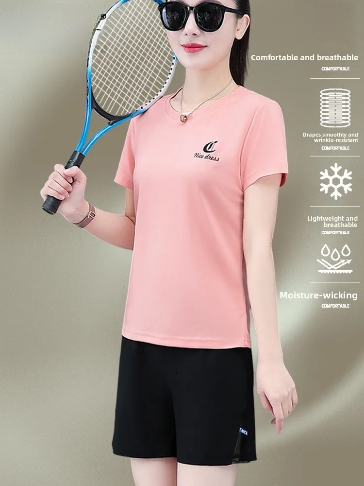 

TUCANO Ice Silk Running Sports Suit Women's Casual Thin Two-Piece Set Qui Dry Summer New Arrival Fitn Clothing