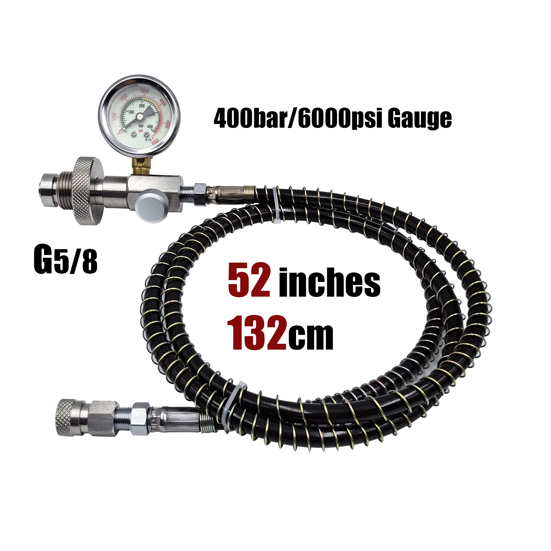 HPA 4500psi/300bar Luchtduiken DIN G5/8 Connect Vulstation Vullen Oplaadadapterventiel Roestvrij staal met slang
