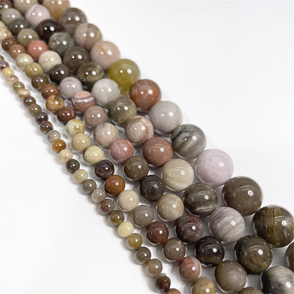 Natural Stones Round Brown Wood Jasper Loose Beads for Jewelry Making DIY Gift Bracelets Accessories 4 6 8 10 12mm Wholesale