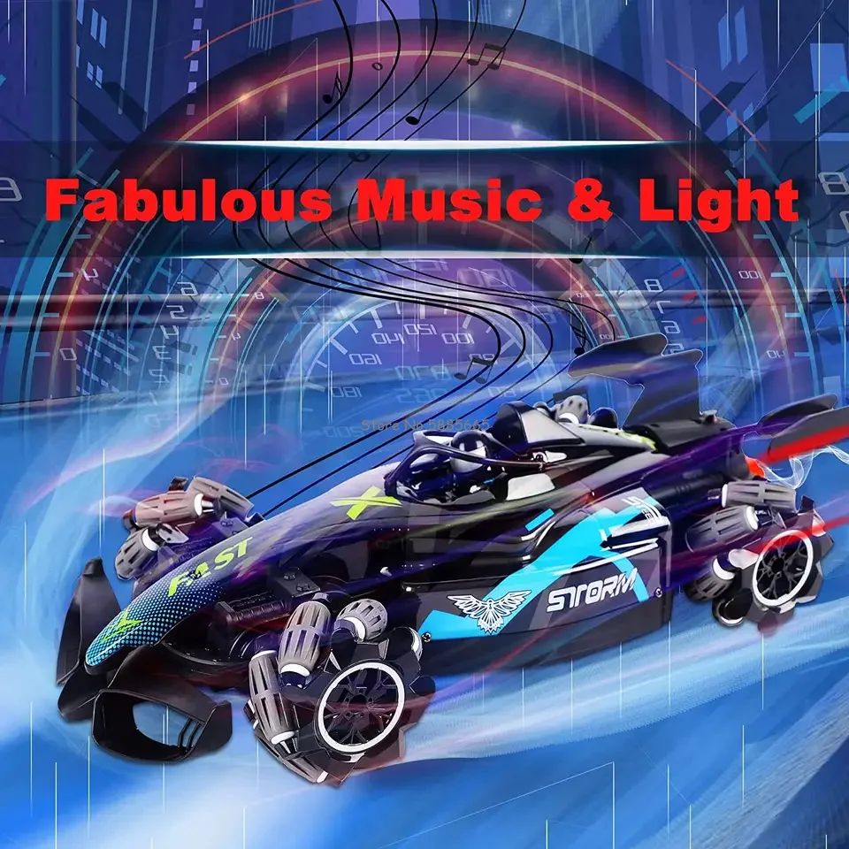 Spray Watch Smart Sensing Dual Remote Control F1 Stunt Car 4WD Strong Power Simulate Engine Roar Lighting Stunt Tire RC Car Toy