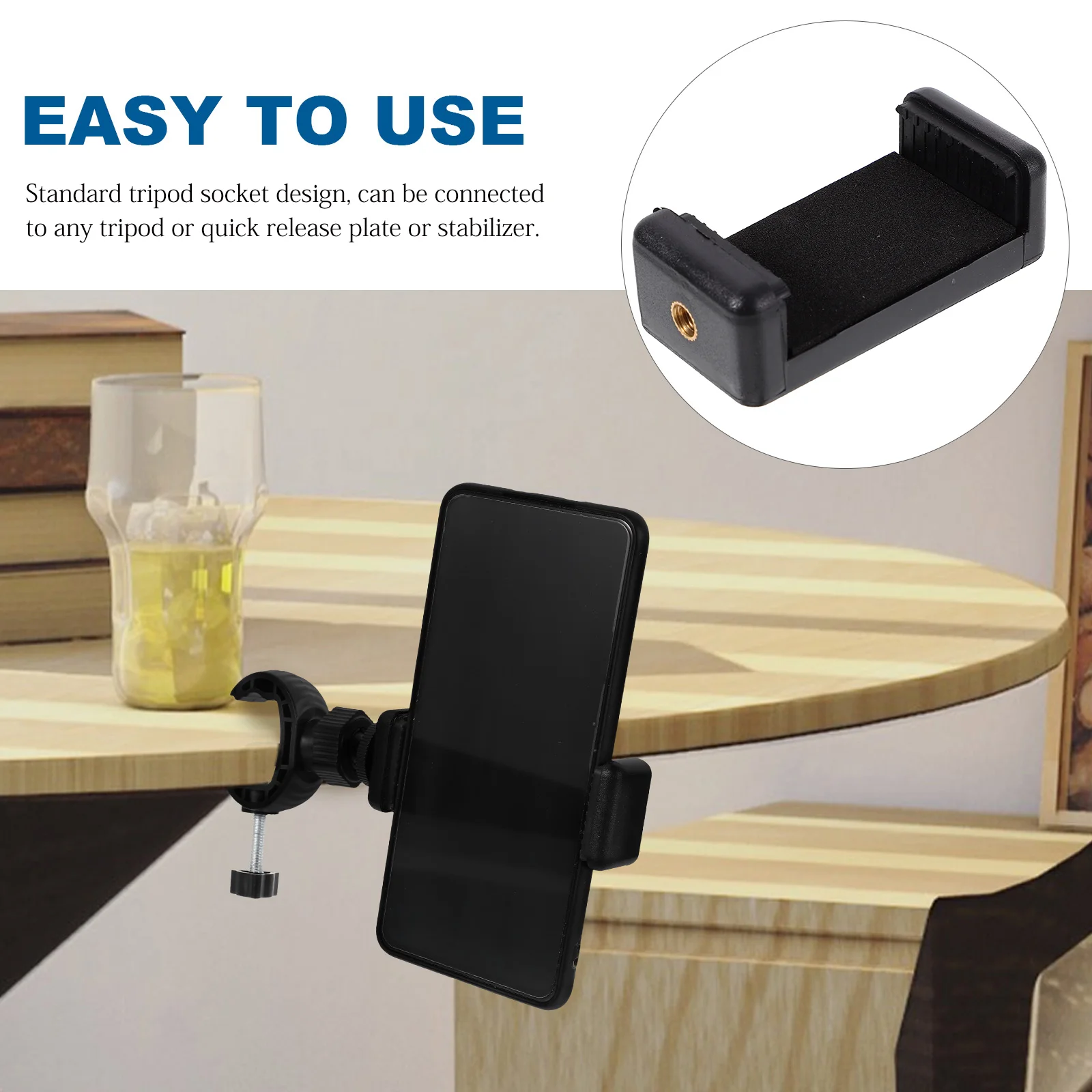 Cell Phone Stand Holder Mobile Bracket Vertical Smartphone Tripod Black Clip Adapter