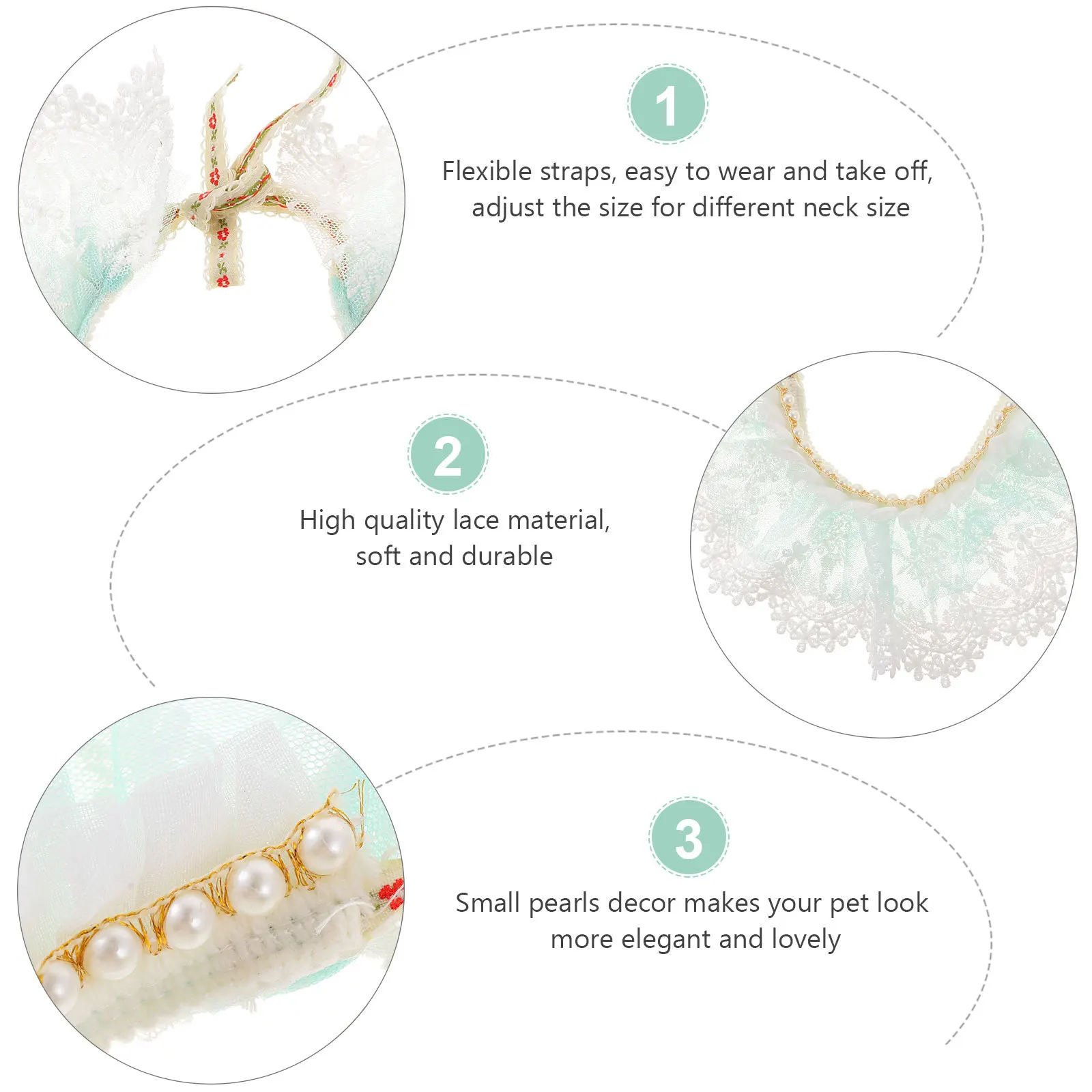 

Pearl Collar For Cats Adjustable Lace Neckwear Dress Up Wedding Christmas Pet Costume Accessory Cat Collar Cat