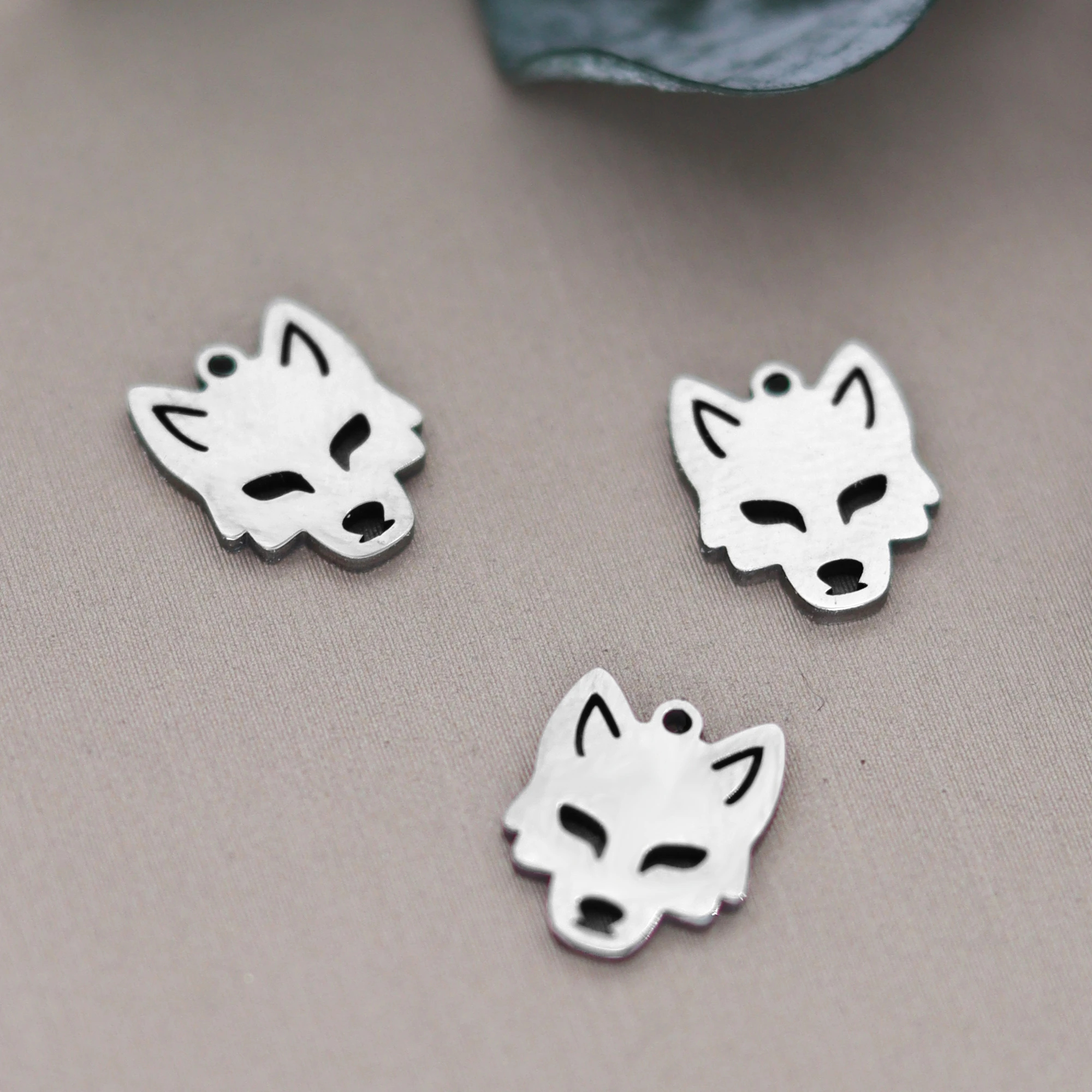 3pcs Gothic Wolf Charms Stainless Steel Pendant Jewelry Making DIY Handmade Punk Earrings Necklaces Bracelets Materials