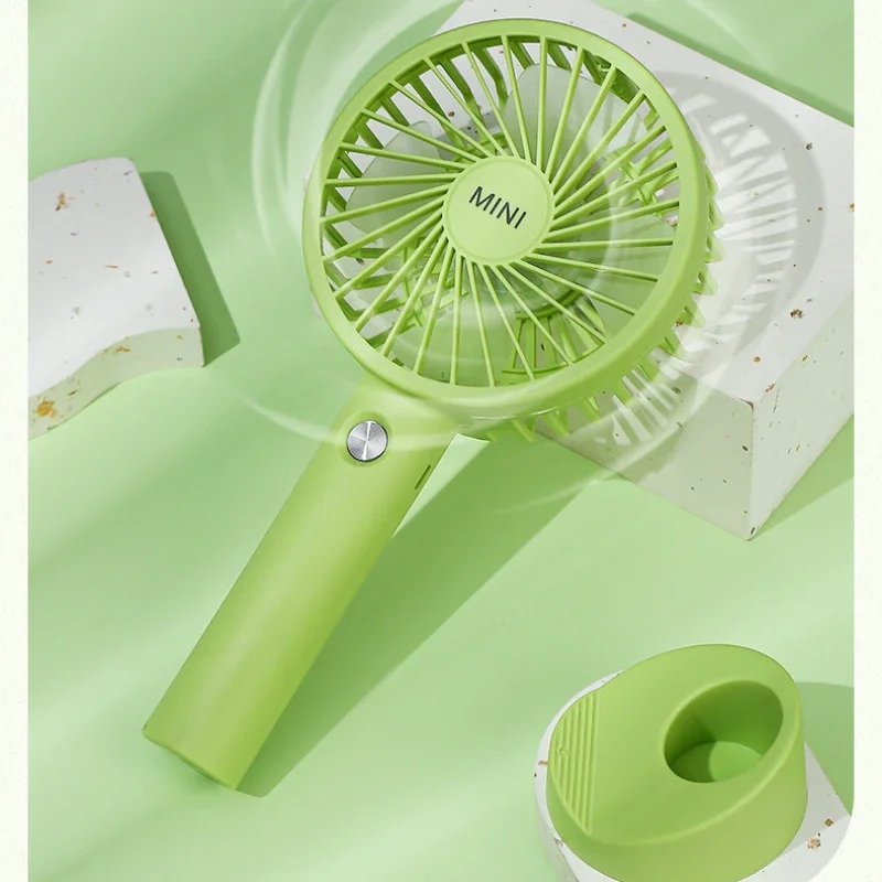 2024 New Portable Fan USB Rechargeable Cooling Handheld Fans with Base Summer Outdoor 3 Speed Hand Hold Fan with Phone Holder